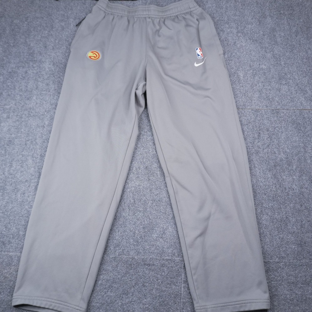 Nike Atlanta Hawks NBA Track Pants Mensβ Large Gray Dri-FIT Zipper Pockets